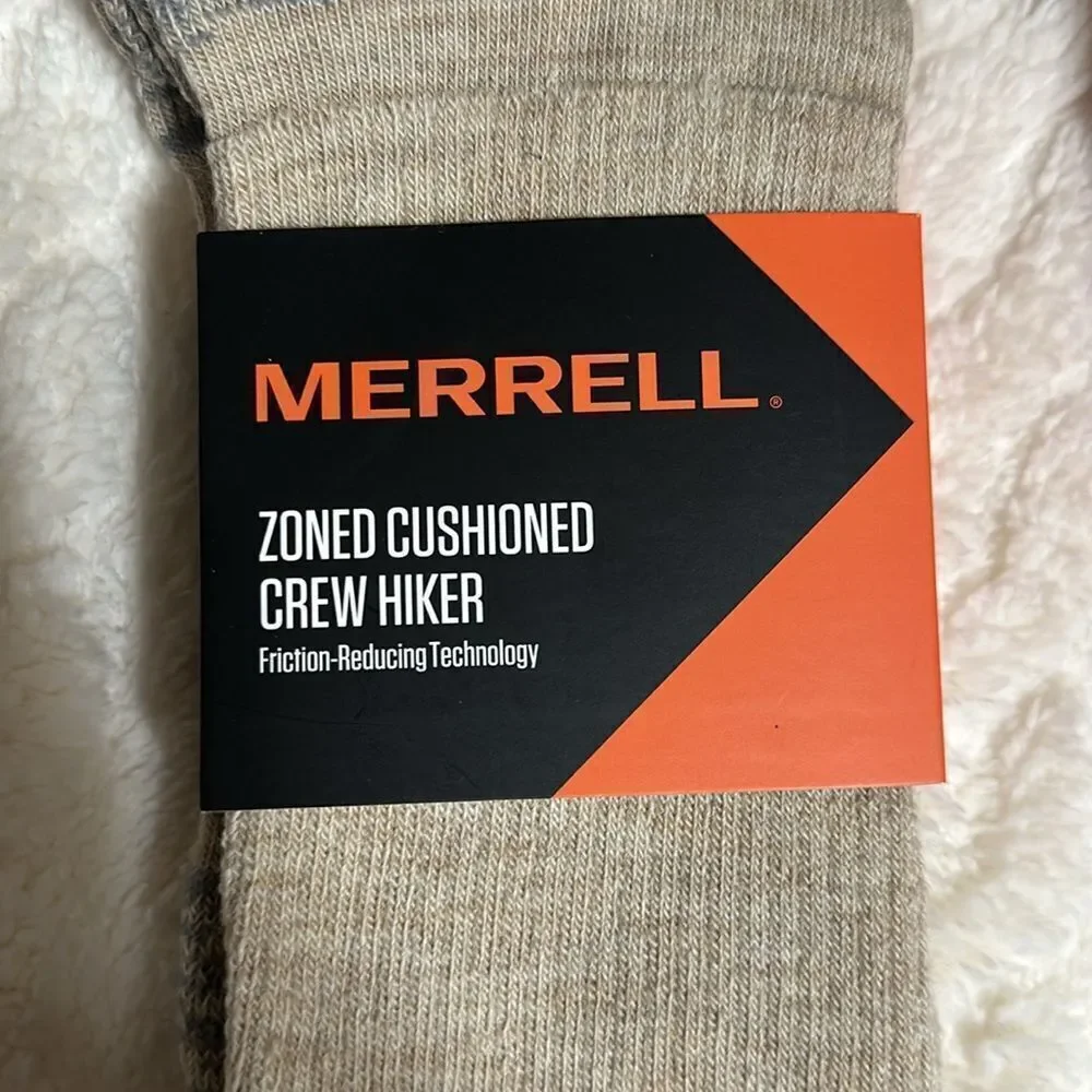 Merrell Men’s Oatmeal Zoned Wool Crew Hiking Socks